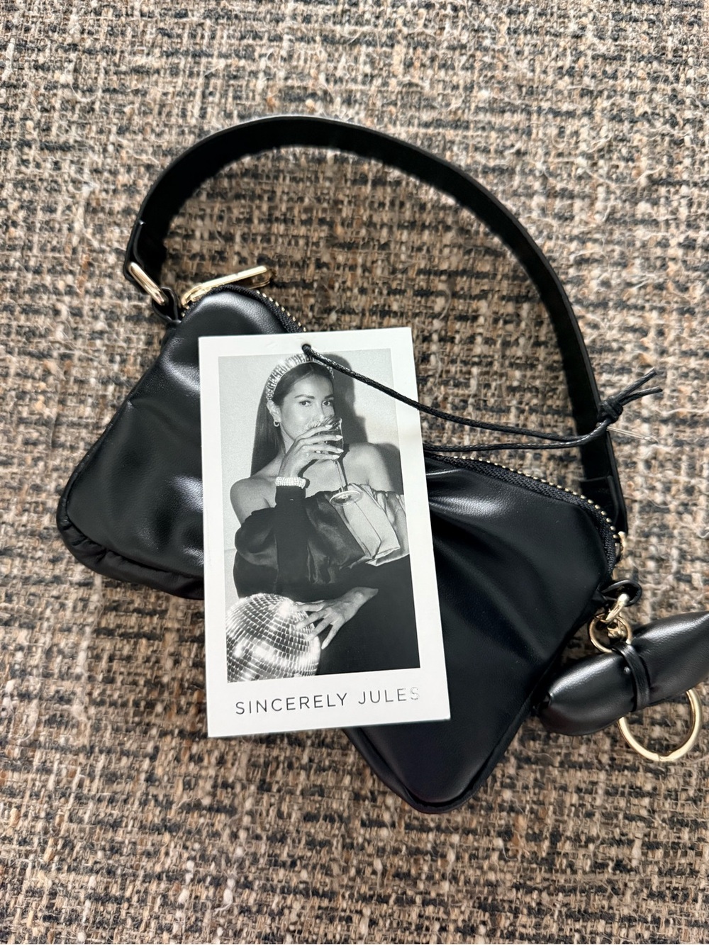 Sincerly Jules Black Heart-Shaped Mini Bag or Pouch with Gold Hardware